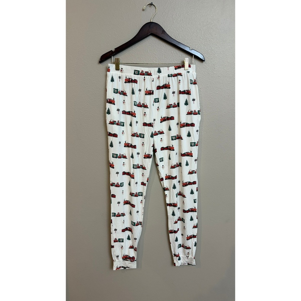 Kyte Baby Pajama Jogger Pants Large North Pole Christmas Train Bamboo Lounge